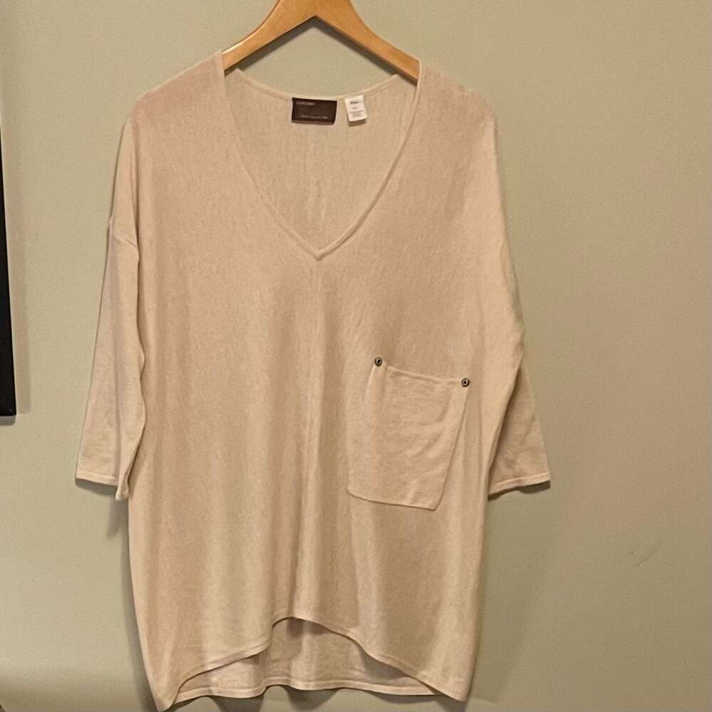 Oversized Mercerized Wool Blend Pullover‎ Sweater Cream M/L Lightweight